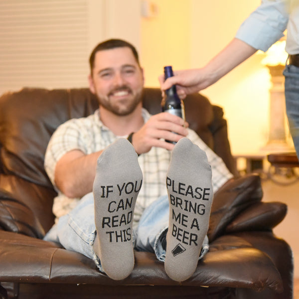 Please Bring Me Beer Socks - Gray and Black