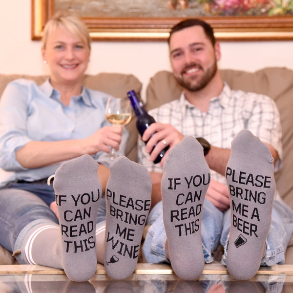 Please Bring Me Beer Socks - Gray and Black