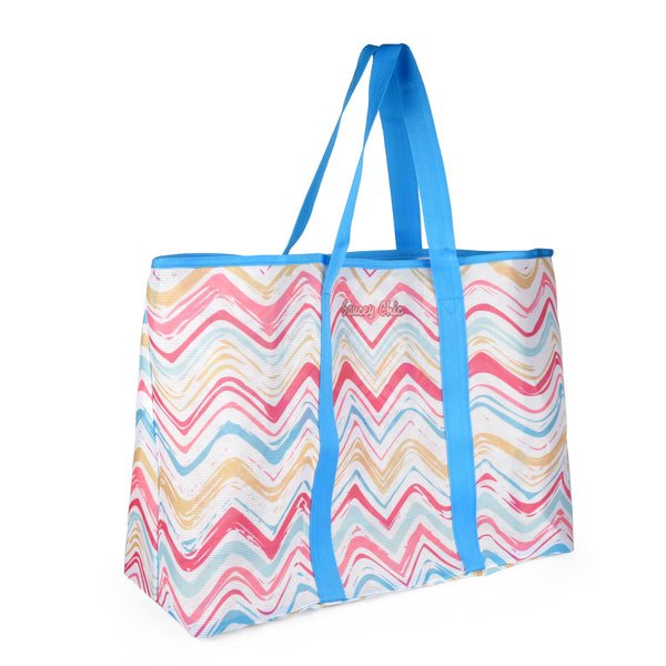 Large Mesh Beach Bag Tote for Women - Blue